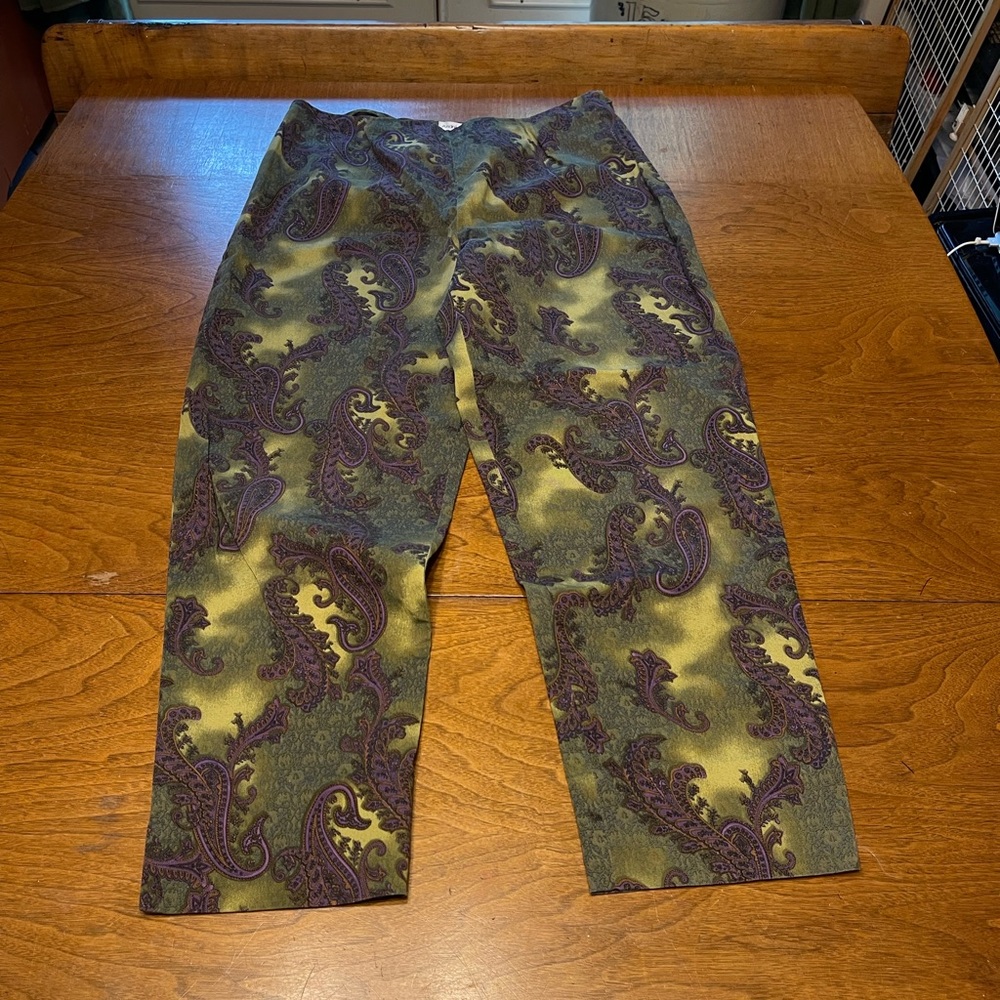 Vintage Andre Oliver Paisley Cigarette Pants High Waisted Pinup Pants 10